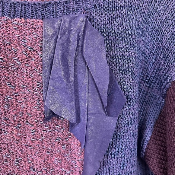 Vintage 70s 80s Hand Knit Purple Multi Media Sweater Size Medium 3D Nubby - Picture 4 of 7